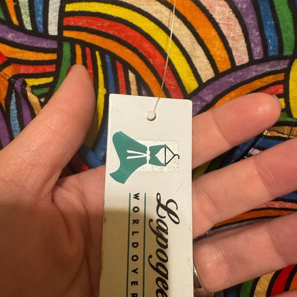 Lapogee Women’s Rainbow Colorful Short Ruffle Sleeve Plus Size Dress Sz 2X - Picture 7 of 11